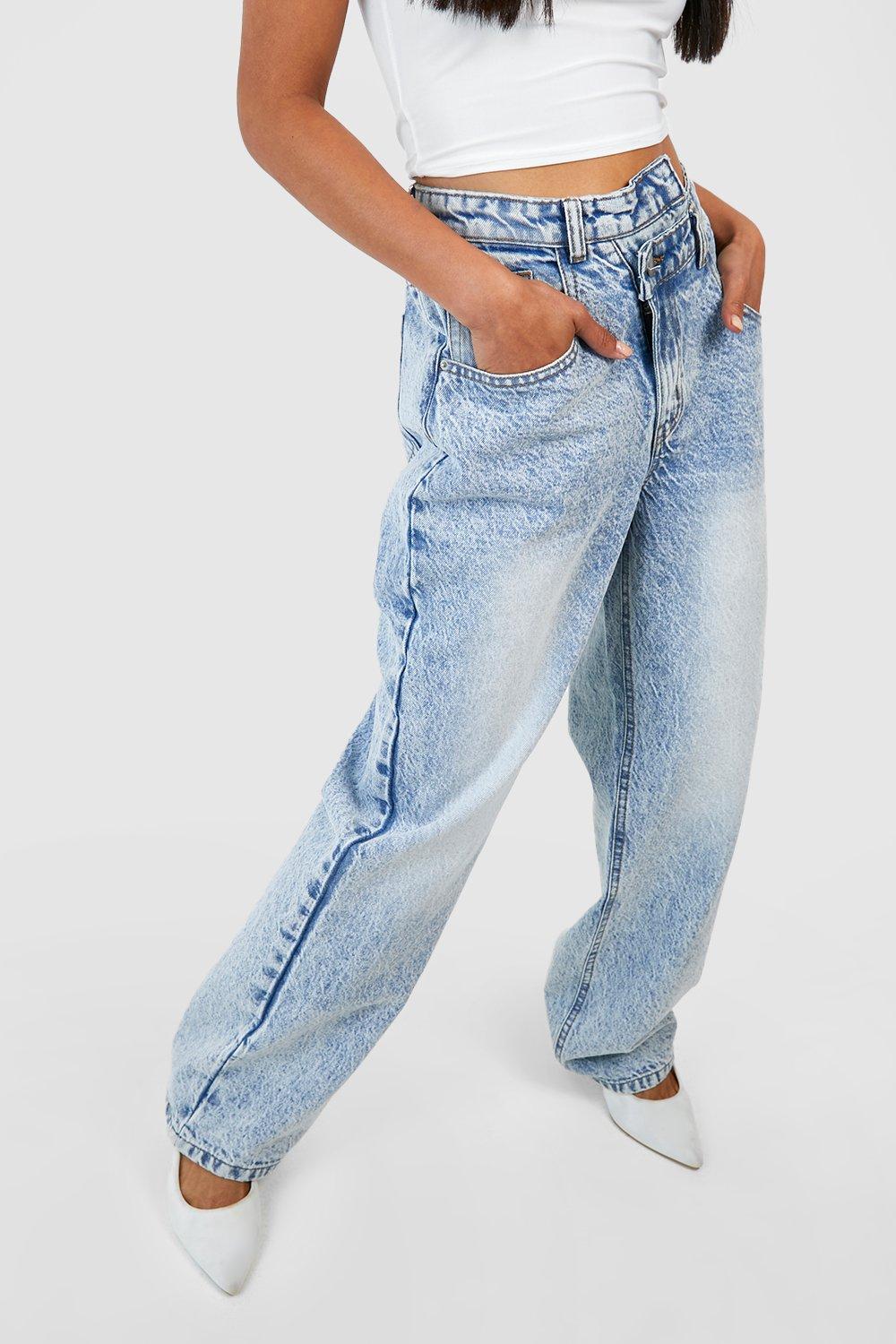 Acid wash straight leg jeans sales